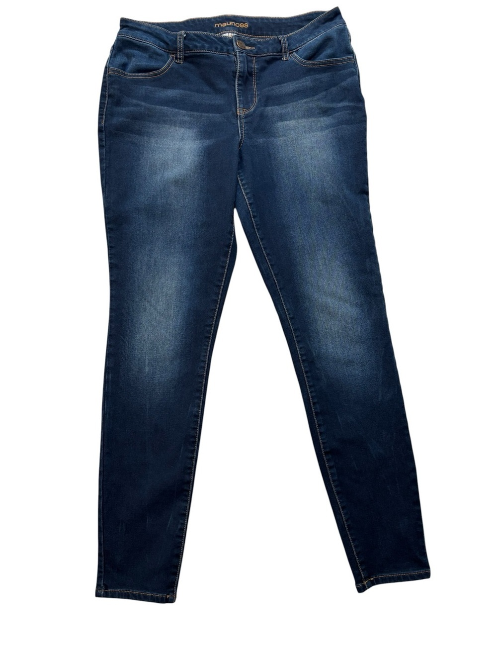 Maurices Jeans, Large, Skinny, Jeggings, Dark Wash Indigo, Faded Denim